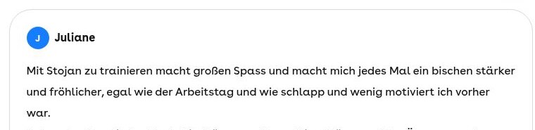 Screenshot of Juliane's review of Stojan on Superprof